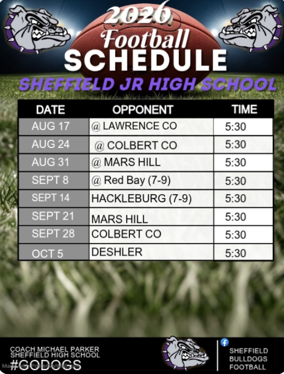 Sheffield Jr. High Football Schedule